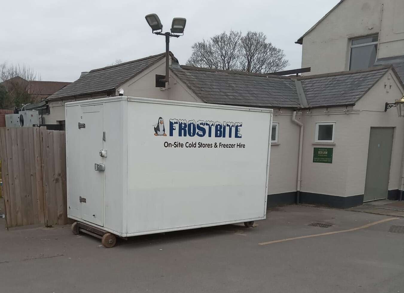 Emergency freezer trailer from Frostbite Refrigeration delivering to a North West ice cream parlour