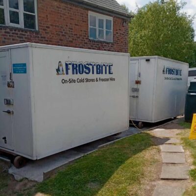 Emergency refrigeration hire trailer being delivered to a North West business at night