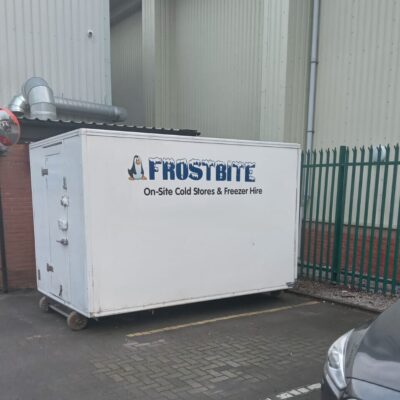 Frostbite Refrigeration trailer at a large industrial warehouse loading bay in the North West