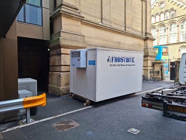 A Frostbite Refrigeration trailer parked outside a North West gastropub to provide temporary cold storage during a kitchen refit.