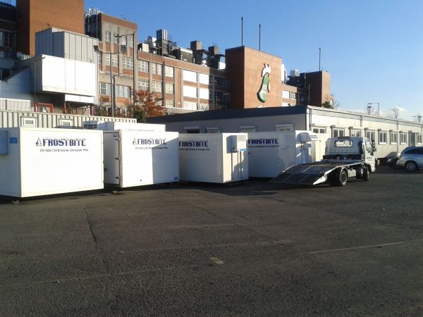 Frostbite Refrigeration trailer saving high-value food stock after a commercial freezer breakdown in a Liverpool restaurant.