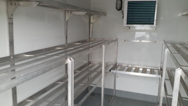 A Frostbite Refrigeration freezer trailer used for bulk game storage at a Lancashire farm during the harvest season.